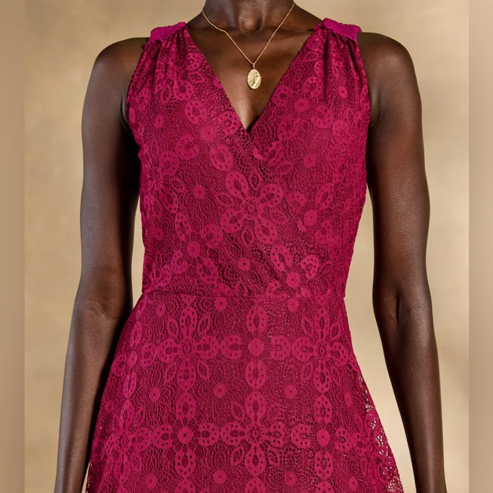 Sundance burgundy Lace Maxi Dress size M NWT  maxi - Picture 3 of 14